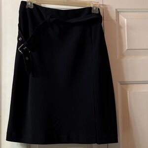 Chic Black Midi Skirt with Belt